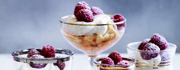 Moscato, raspberry & panettone trifles